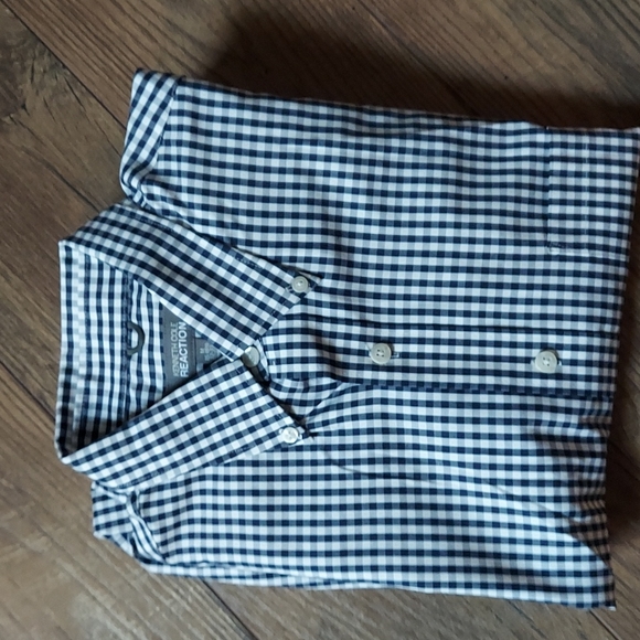 Keneth cole reaction regular fit size m 15/15 1/2 32/33 navy white gingham - Picture 1 of 2